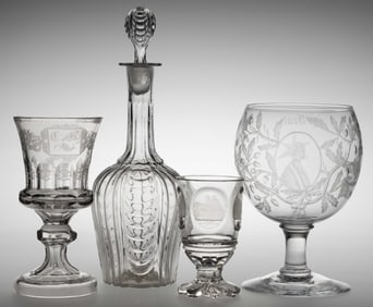 ASSORTED EUROPEAN BLOWN GLASS ARTICLES, LOT OF FOUR