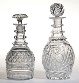 EUROPEAN CUT GLASS DECANTERS, LOT OF TWO