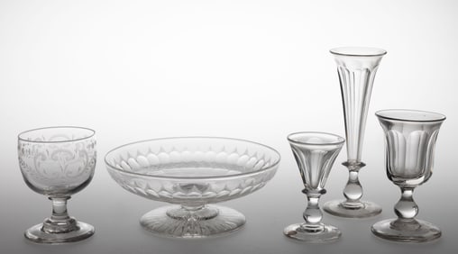 ASSORTED CUT GLASS TABLE ARTICLES, LOT OF FIVE