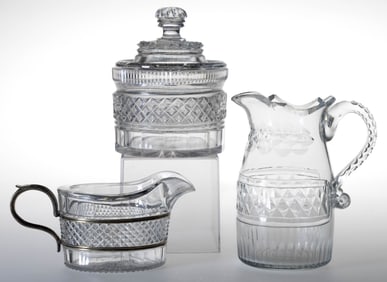 ASSORTED ANGLO-IRISH CUT GLASS TABLE ARTICLES, LOT OF THREE