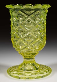 DIAMOND THUMBPRINT PRESSED GLASS SPOON / SPILL HOLDER