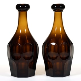 PRESSED ASHBURTON PAIR OF QUART BAR DECANTERS