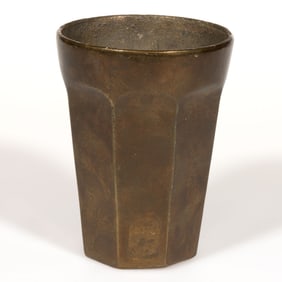 UNUSUAL CAST-BRASS MODEL FOR A PRESSED GLASS EIGHT-FLUTE TUMBLER