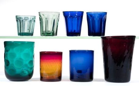 ASSORTED PRESSED & BLOWN TUMBLERS / TASTERS, LOT OF EIGHT