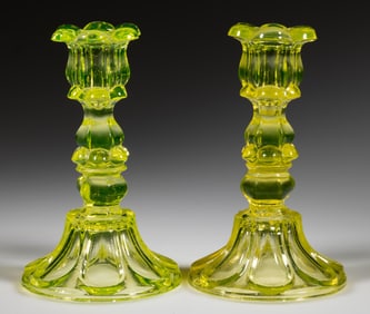 PRESSED PETAL AND LOOP CANDLESTICKS, PAIR