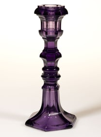 HEXAGONAL PRESSED GLASS CANDLESTICK