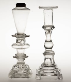 AMERICAN FREE-BLOWN AND PRESSED GLASS LIGHTING ARTICLES, LOT OF TWO
