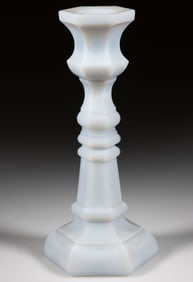 PRESSED HEXAGONAL OPALESCENT GLASS CANDLESTICK