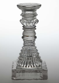 PRESSED LACY SOCKET AND WATERFALL BASE CANDLESTICK