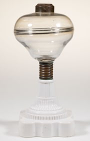 THOMAS CAINS FREE-BLOWN MERCURIAL RING WHALE OIL / FLUID STAND LAMP