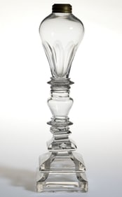 FREE-BLOWN, CUT, AND PRESSED WHALE OIL STAND LAMP