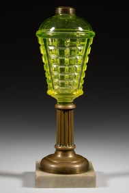 PRESSED PANELED WAFFLE WHALE OIL / FLUID STAND LAMP