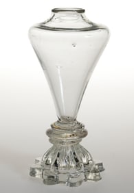 FORT PITT FREE-BLOWN AND PRESSED WHALE OIL STAND LAMP