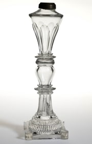 FREE-BLOWN, CUT, AND PRESSED WHALE OIL STAND LAMP