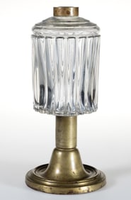 BLOWN-MOLDED GLASS AND BRASS FLUID STAND LAMP