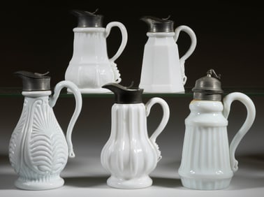 ASSORTED BLOWN-MOLDED MOLASSES JUGS, LOT OF FIVE