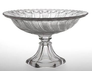 PRESSED LACY PEACOCK EYE SHALLOW BOWL COMPOTE