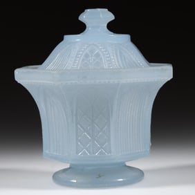 PRESSED LACY GOTHIC ARCH SUGAR BOWL AND COVER