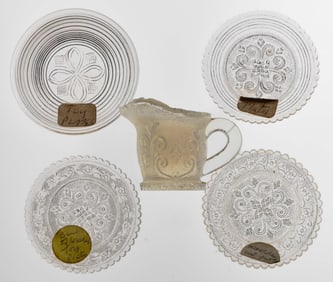 ASSORTED PRESSED LACY TOY ARTICLES, LOT OF FIVE