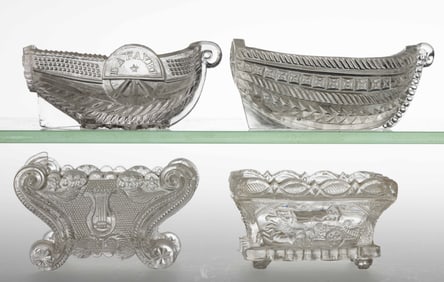 ASSORTED PRESSED GLASS OPEN SALTS, LOT OF FOUR