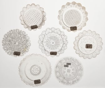 LEE/ROSE NO. 40, 52, 53, 56, 65, 66, AND 69 CUP PLATES, LOT OF SEVEN