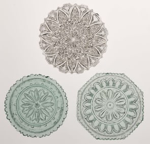 LEE/ROSE NO. 66, 194, AND 279 PRESSED CUP PLATES, LOT OF THREE