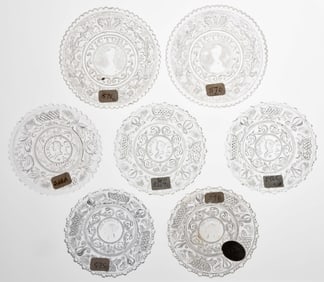 LEE/ROSE NO. 564, 565, 566-A, 570, 571, 575, AND 576 CUP PLATES, LOT OF SEVEN
