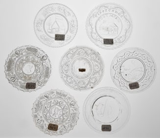 LEE/ROSE NO. 564, 575, 594, 596, 636, 640, AND 679 CUP PLATES, LOT OF SEVEN