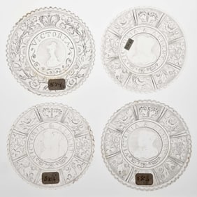 LEE/ROSE NO. 574, 580, 580-A, AND 580-B CUP PLATES, LOT OF FOUR