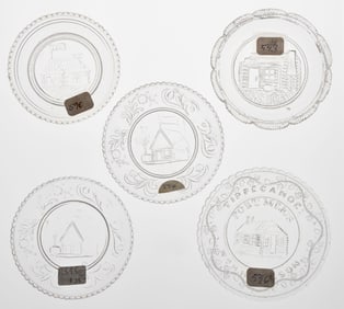 LEE/ROSE NO. 590, 593, 594, 595, AND 596 CUP PLATES, LOT OF FIVE
