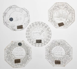 LEE/ROSE NO. 604-A, 605-A, 612, 614, AND 689 CUP PLATES, LOT OF FIVE