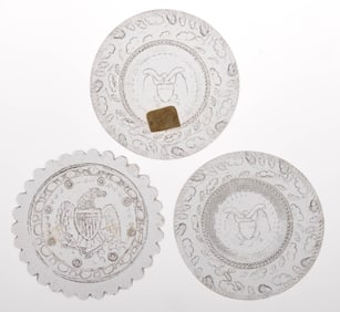 LEE ROSE NO. 654-A (TWO) AND 655 CUP PLATES, LOT OF THREE