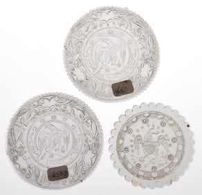 LEE ROSE NO. 656, 658, AND 660 CUP PLATES, LOT OF THREE