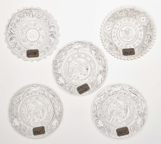 LEE/ROSE NO. 657, 661, 662, 665-A, 666, 666-A, 666-B, 667, 667-A, AND 668, CUP PLATES, LOT OF TEN