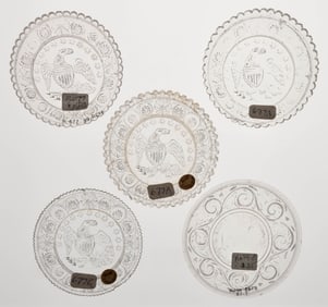 LEE/ROSE NO. 677, 677-A, 677-B, 677-C, 679, 680, 680-A, 680-B, 680-D, AND 680-E CUP PLATES, LOT OF