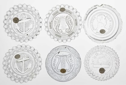 ASSORTED HISTORICAL / SEMI-HISTORICAL PRESSED GLASS CUP PLATES, LOT OF 11