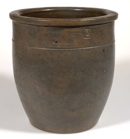 STAMPED "HINKLE - / & GRIM. / STONYMAN VA.", PAGE CO., SHENANDOAH VALLEY OF VIRGINIA STONEWARE CROCK