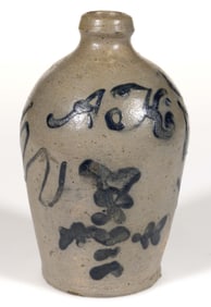 STRASBURG, SHENANDOAH VALLEY OF VIRGINIA ATTRIBUTED DECORATED STONEWARE DIMINUTIVE JUG