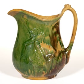 STRASBURG, SHENANDOAH VALLEY OF VIRGINIA POLYCHROME-DECORATED EARTHENWARE / REDWARE PITCHER