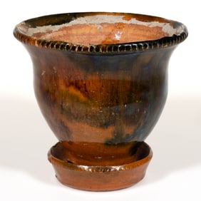 STRASBURG, SHENANDOAH VALLEY OF VIRGINIA POLYCHROME-DECORATED EARTHENWARE / REDWARE FLOWER POT
