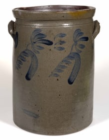 STAMPED "L.D. FUNKHOUSER & CO. / STRASBURG, VA", SHENANDOAH VALLEY OF VIRGINIA DECORATED STONEWARE