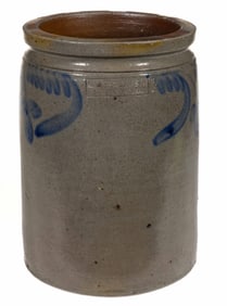 STAMPED "MILLER & DAVISON / STRASBURG, VA.", SHENANDOAH VALLEY OF VIRGINIA DECORATED STONEWARE JAR