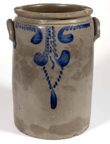STAMPED "FROM / J. EBERLY & BRO / STRASBURG, VA.", SHENANDOAH VALLEY OF VIRGINIA DECORATED STONEWARE