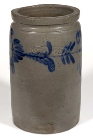 STAMPED "W.H. LEHEW & CO / STRASBURG, VA", SHENANDOAH VALLEY OF VIRGINIA DECORATED STONEWARE JAR
