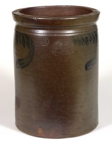 STAMPED "L.D. FUNKHOUSER & CO. / STRASBURG / VA", SHENANDOAH VALLEY OF VIRGINIA DECORATED STONEWARE