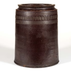 HENKEL / SPIGLE ATTRIBUTED, BOTETOURT CO., VALLEY OF VIRGINIA DECORATED EARTHENWARE / REDWARE JAR