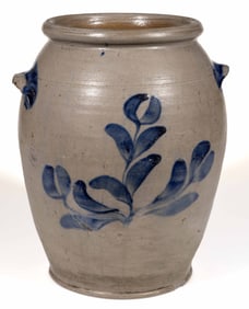 STAMPED "J. MILLER / ALEX", ALEXANDRIA, VIRGINIA DECORATED STONEWARE JAR