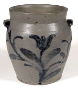 STAMPED "J. SWANN / ALEXA", ALEXANDRIA, VIRGINIA DECORATED STONEWARE JAR