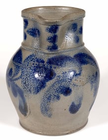 STAMPED "H.C. SMITH / ALEXA / D.C", ALEXANDRIA, VIRGINIA DECORATED STONEWARE PITCHER