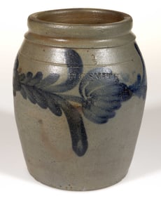 STAMPED "H.C. SMITH / AL[EXA]", ALEXANDRIA, VIRGINIA DECORATED STONEWARE JAR